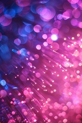 Glowing pink and blue fiber optic strands. AI.