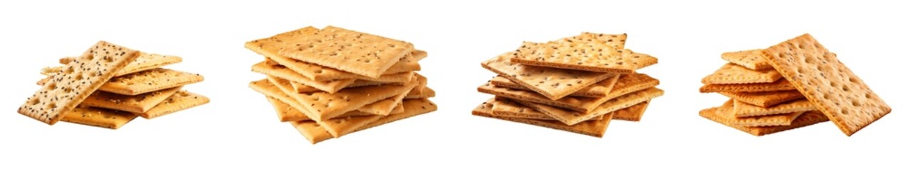 Collection of Gluten-Free Crackers isolated on transparent png background. Generative ai