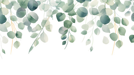 Digital watercolor green leaf border plant abstract graphic poster web page PPT background