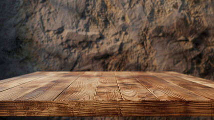 Wooden table with wooden background created with Generative Ai technology	