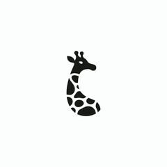 simple giraffe wild animal negative space style logo vector illustration template design