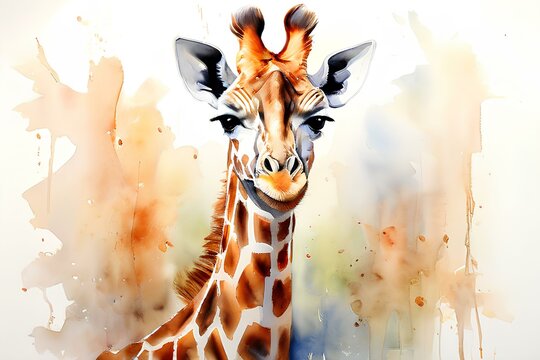 Draw an image of a giraffe in watercolor. Generative AI