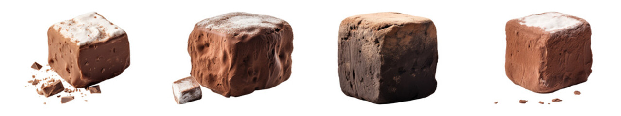 Collection of Dark Chocolate Marshmallow isolated on transparent png background. Generative ai