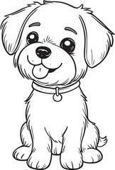 Cute cartoon character dog, line drawings and colorful coloring pages.