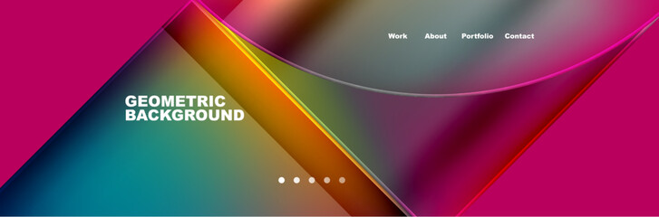 A closeup geometric background featuring a rainbow of colors including electric blue, magenta, violet, and various tints and shades, resembling liquid water in a circle pattern