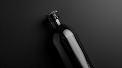 black bottle on black background created with Generative Ai technology	