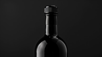 black bottle on black background created with Generative Ai technology	
