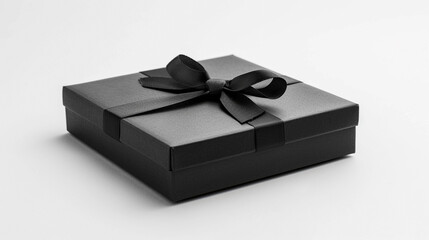 Elegant black gift on white background created with Generative Ai technology	
