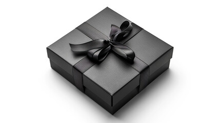 Elegant black gift on white background created with Generative Ai technology	