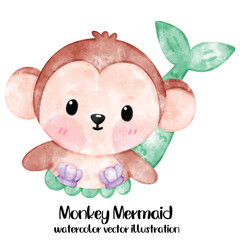 Mermaid Monkey, Cute monkey, Shell