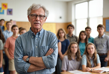 Teacher with Students in the Library