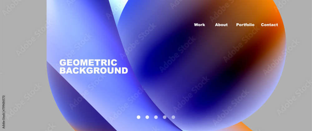 Poster A geometric background featuring an electric blue and orange sphere on a gray backdrop. The display device showcases macro photography of circles and rectangles, creating a brand inspired by the sky