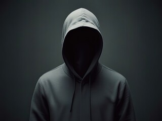 A faceless man on a gray background.