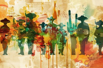 Cinco de Mayo Celebration Abstract Representation of Mexican Army Triumph