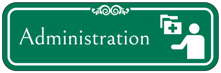 Hospital way finding sign - administration door sign