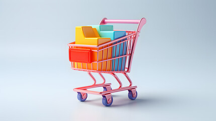 Shopping trolley icon 3d