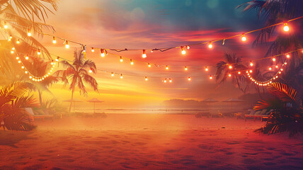 summer time holiday background, tropical beach island happy day bright sunshine, tropical fruits. Creative minimal summer idea