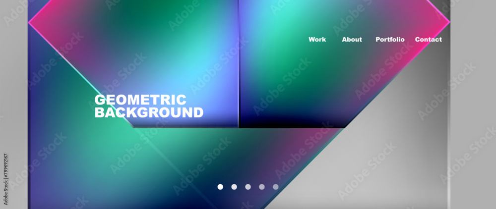 Poster A geometric background featuring a rectangle with an electric blue triangle in the middle. Displayed on an electronic device, with a magenta circle in the sky, captured in macro photography