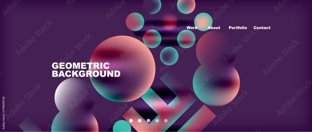 Poster An artistic geometric background featuring circles and triangles in shades of magenta and electric blue on a purple backdrop, resembling a celestial event in the sky