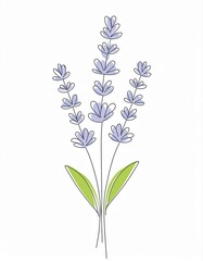lavender branch on white background wall art drawing painting printable
