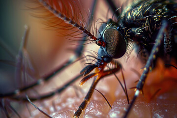 Extreme macro of mosquito, Mosquito, close-up of mosquito, mosquito under microscope