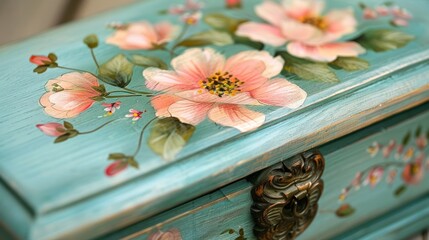 A handpainted jewelry box personalized with delicate flowers and a customers name.. - Powered by Adobe