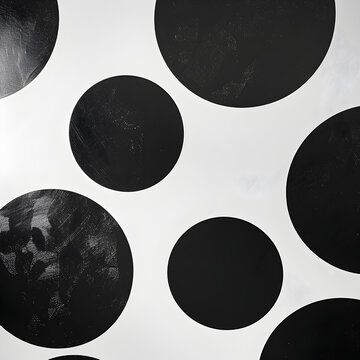 A black and white photo of circles with a black background. The circles are of varying sizes and appear to be painted on a white surface. The photo has a minimalist and abstract feel to it
