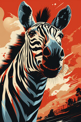Fototapeta na wymiar zebra painting for wall, for frame, art, creative, unusual, mixed, paints, splashes, colored zebra,