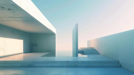 Serene Symmetry: Minimalistic Abstract Wallpaper Celebrating Modernist Architecture