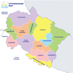 Uttarakhand map vector illustration on white background 