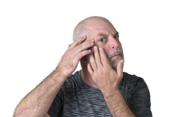 portrait adult man bald white beard face expression happy thoughtful male model gentleman in black clothes image.