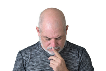 portrait adult man bald white beard face expression happy thoughtful male model gentleman in black clothes image.