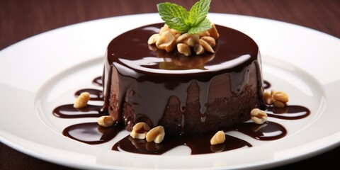 Decadent chocolate dessert with nuts
