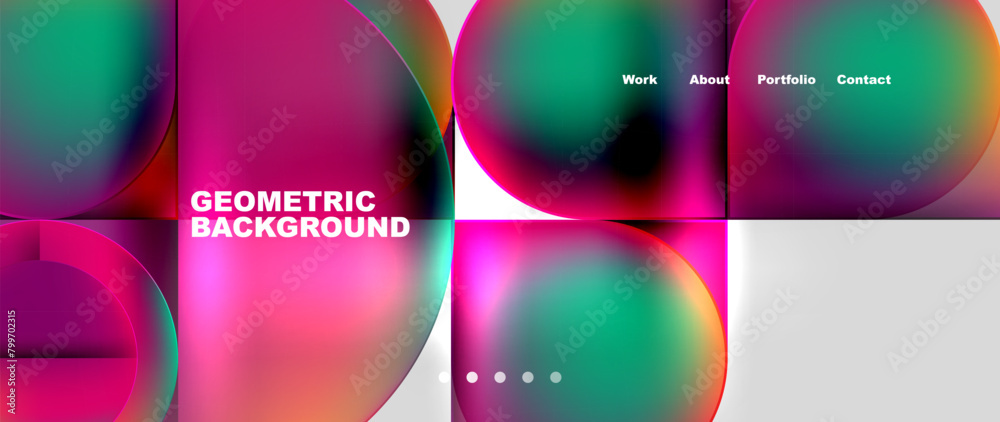 Poster a vibrant geometric background featuring circles and squares in shades of pink, violet, and magenta.
