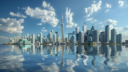 a realistic photograph of the skyline of Toronto on a sunny day