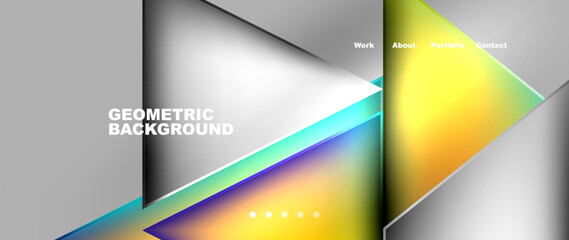 Fototapeta premium A computergenerated geometric background featuring colorful triangles on a gray backdrop. The pattern is reminiscent of a modern laptop or personal computer screen with electric blue accents