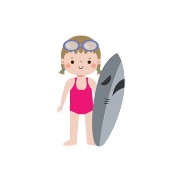 recommend clip art: cute surfer kid character with surfboard on beach. Happy young surfer on the crest wave, flat vector illustration isolated on white background summer time 