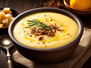 Creamy Butternut Squash Soup with Garnishes