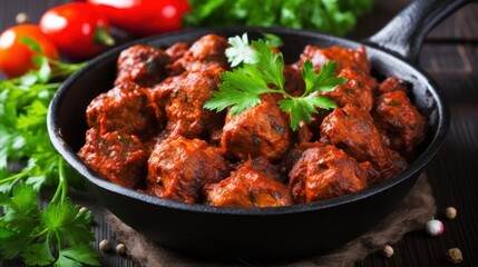 Fototapeta premium Delicious Meatballs in Tomato Sauce