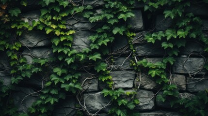 Lush Ivy Covered Stone Wall