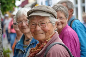 Portrait of an elderly woman in a cap. Portrait of an elderly woman.