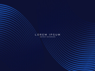 Dark blue abstract background with shining waves. Shiny moving lines design element. Modern blue purple gradient flowing wave lines. Futuristic technology concept. Vector illustration.