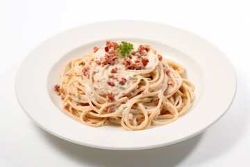 Delicious creamy pasta dish with meat sauce