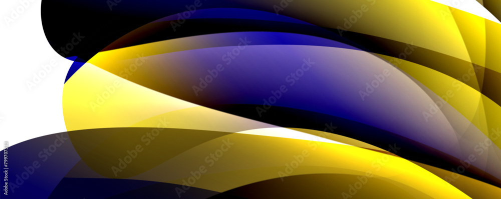 Poster a vibrant swirl of electric blue and yellow tints on a white background, resembling a petal pattern.