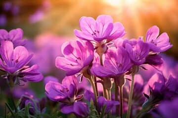 Vibrant Purple Flowers in Sunlight