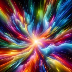 Fototapeta premium An Aurora Burst with abstract multi colorful shapes swirling and spiraling display