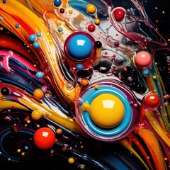 Vibrant Abstract Composition with Colorful Spheres
