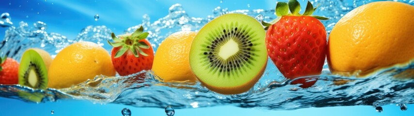 Refreshing Fruit Medley in Splashing Water