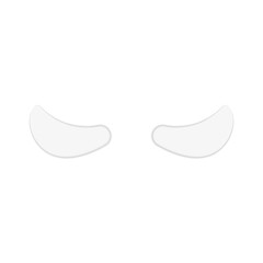 Pair under eye white patches mask front view isolated on white background, face skin care products realistic vector mockup for photo collage.