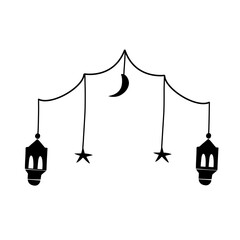 lantern decoration and islamic ornament